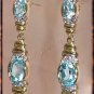 4.06 carat BLUE TOPAZ & DIAMOND gold drop earrings