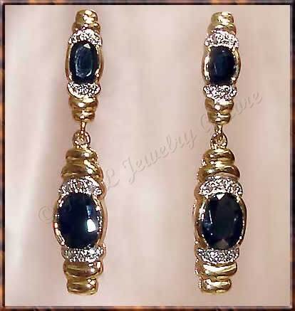 4.56 carat SAPPHIRE & DIAMOND gold drop earrings