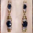 4.56 carat SAPPHIRE & DIAMOND gold drop earrings