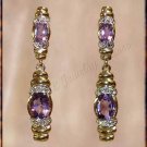 3.06 carat AMETHYST & DIAMOND gold drop earrings