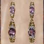 3.06 carat AMETHYST & DIAMOND gold drop earrings