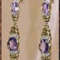 3.06 carat AMETHYST & DIAMOND gold drop earrings