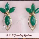 2.35 ctw genuine emerald agate gold earrings