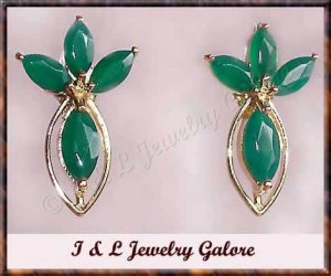 2.35 ctw genuine emerald agate gold earrings