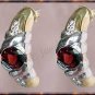 2.58 carat GARNET & DIAMOND J-hoop gold earrings