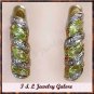 0.95ctw genuine PERIDOT & DIAMOND J-hoop gold earrings