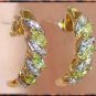 0.95ctw genuine PERIDOT & DIAMOND J-hoop gold earrings