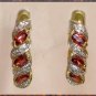 1.3ctw GARNET & DIAMOND J-hoop gold earrings