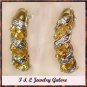 Genuine CITRINE & DIAMOND J-hoop gold earrings
