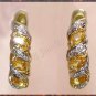 Genuine CITRINE & DIAMOND J-hoop gold earrings