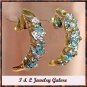 GENUINE Blue TOPAZ & DIAMOND J-hoop gold earrings