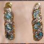 GENUINE Blue TOPAZ & DIAMOND J-hoop gold earrings