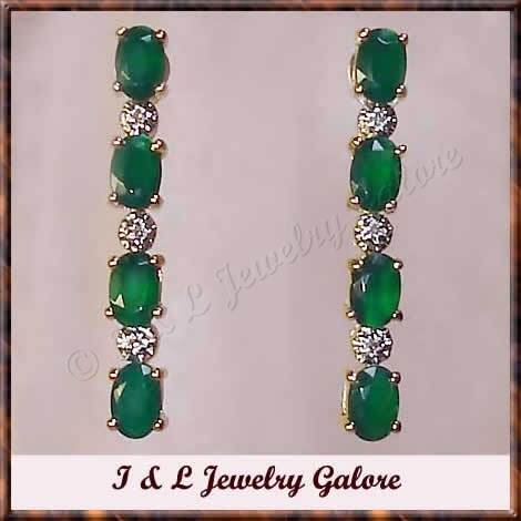 2.54 carat Emerald Agate & Diamond earrings