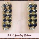 2.01 carat Genuine SAPPHIRE & DIAMOND gold earrings