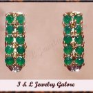 2.01 carat Genuine Emerald Agate & DIAMOND gold earrings