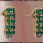 2.01 carat Genuine Emerald Agate & DIAMOND gold earrings