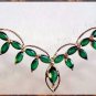 3.5 carat Genuine emerald agate gold necklace