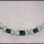 2.03 carat Genuine Emerald agate & DIAMOND gold necklace