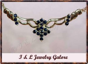 Unique genuine SAPPHIRE designer style gold necklace
