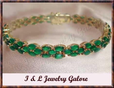 Amazing **11 carat** emerald agate tennis bracelet