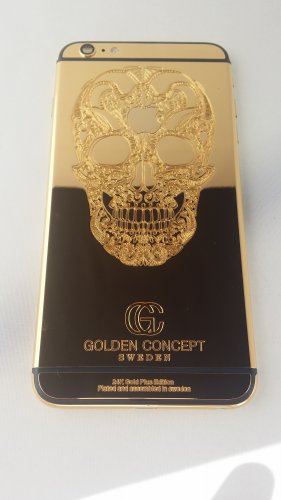Apple iPhone 6 Plus 128GB Real Shiny Gold 24K 24ct Engraved Skull Unlocked