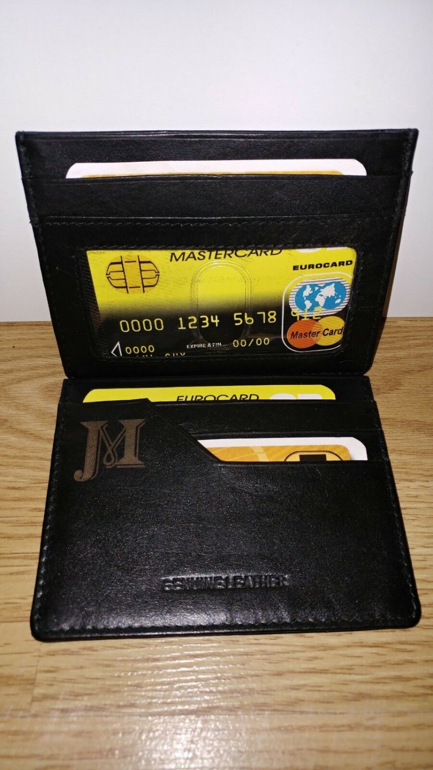 Personalized Customized Handmade Laser Engraved Leather Wallet Slim Credit Card Holder Men Gift