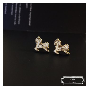 White horse earrings