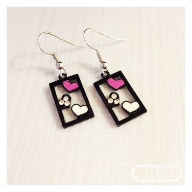Rectangular earrings heart
