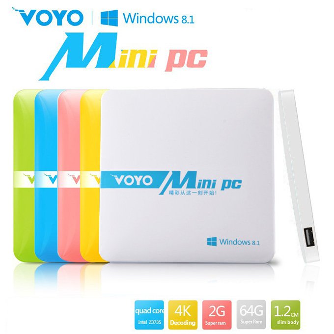 VOYO Mini PC Windows 8.1 Intel Z3735F 2G RAM 64G ROM WIFI Bluetooth 1000mAh Battery - White