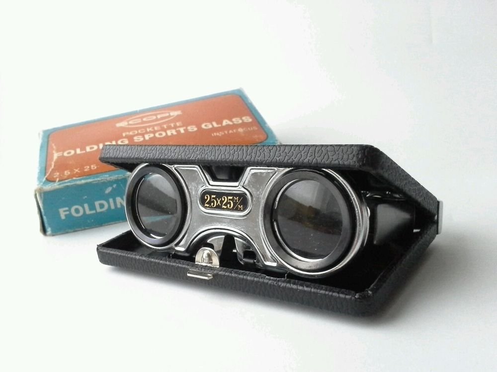 Vintage FOLDING BINOCULARS SCOPE POCKET SPORTS GLASSES 2.5 X 25 Opera