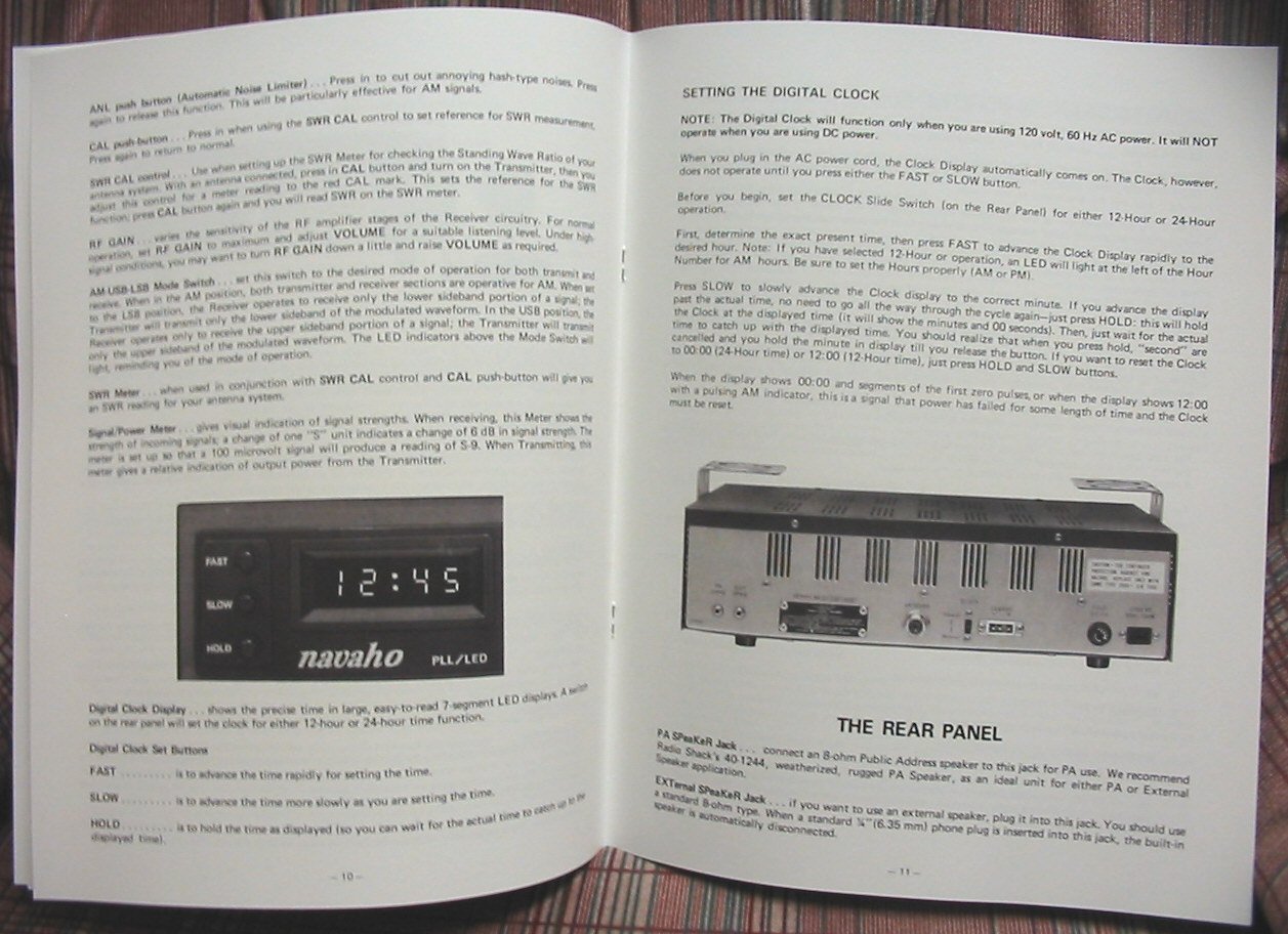 Realistic TRC-457 Navaho AM/SSB CB Radio Owners Manual w/schematic