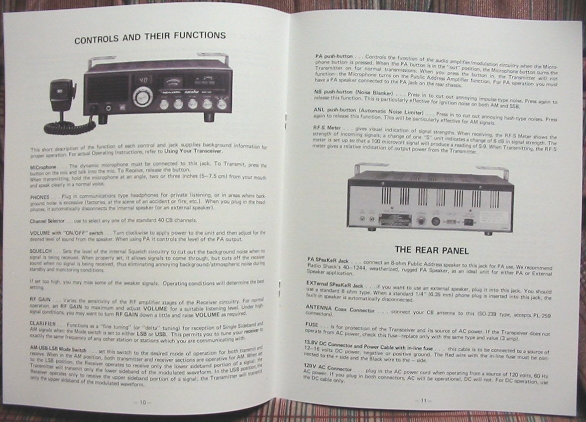 Realistic TRC458 Navaho AM/SSB CB Radio Owners Manual w/schematic