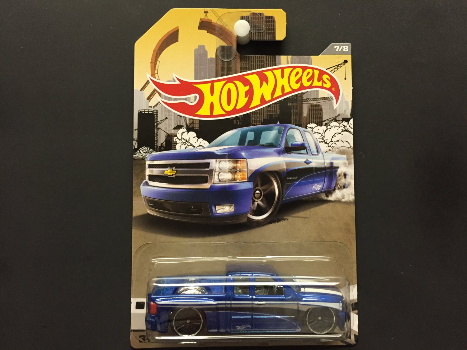 2016 Hot Wheels Chevy Silverado Truck (Blue) 7/8