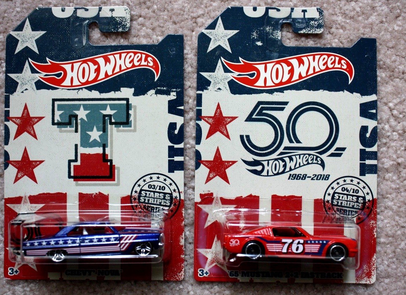 2018 Hot Wheels 50th Anniversary "Stars 'n Stripes" - Complete Set of 10