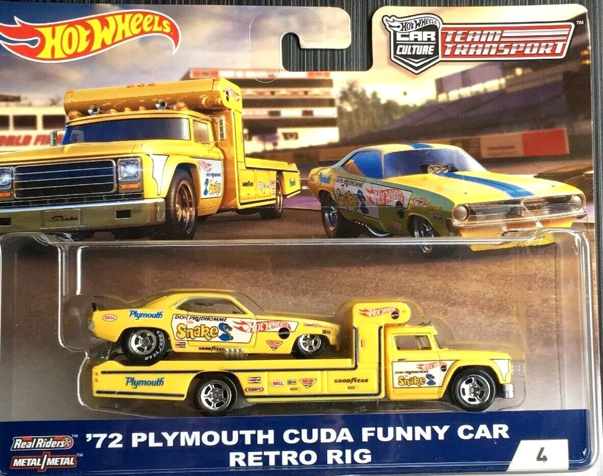 hot wheels 72 plymouth cuda funny car retro rig