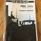 Uniden PRO-640e 40 Channel AM/SSB Mobile CB Radio Owners Manual