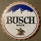 16” Busch Beer Bottle Cap - Vintage Tin Refreshment Sign