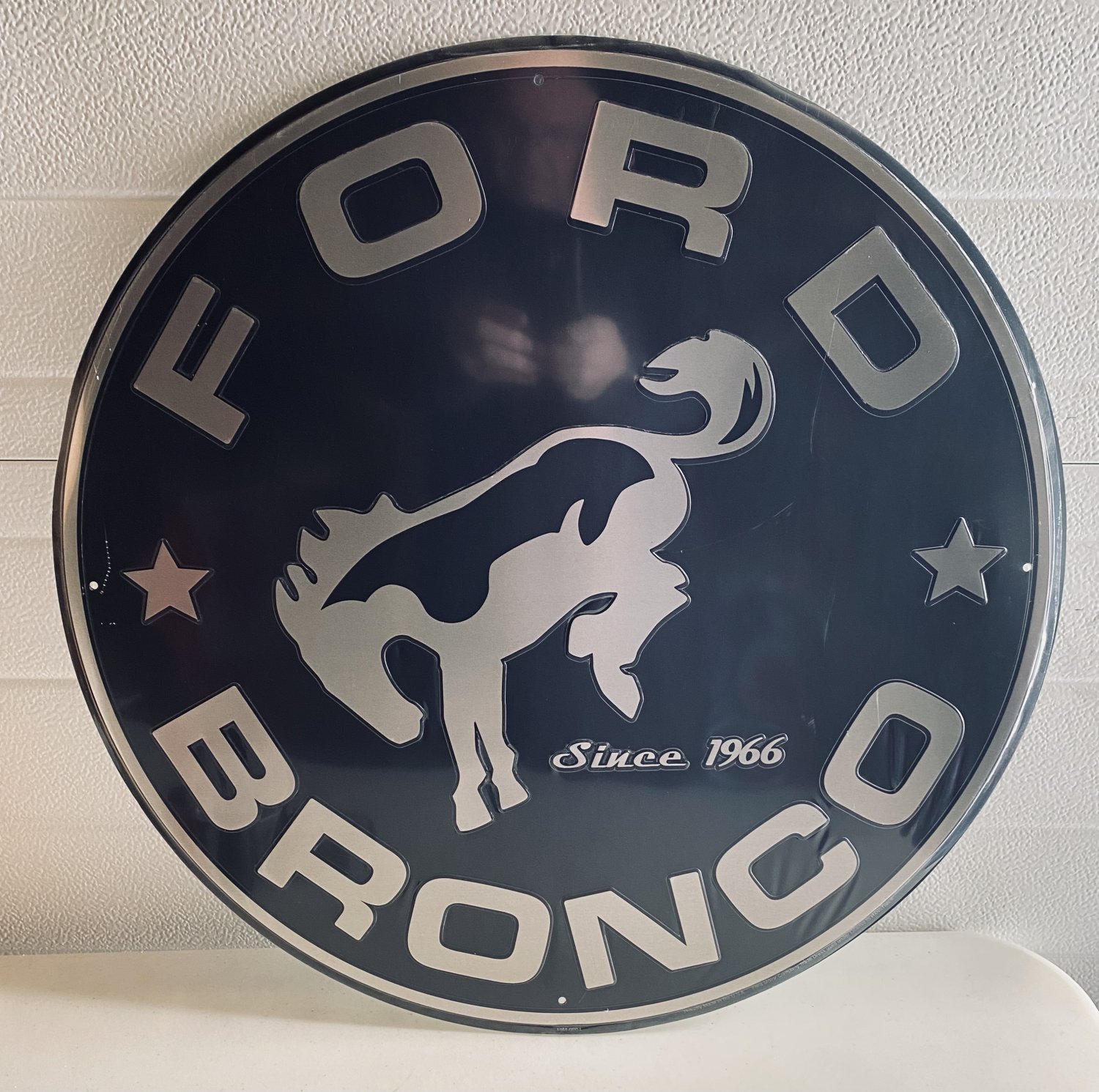 LARGE 24" Ford Bronco Vintage Embossed Tin Metal Sign