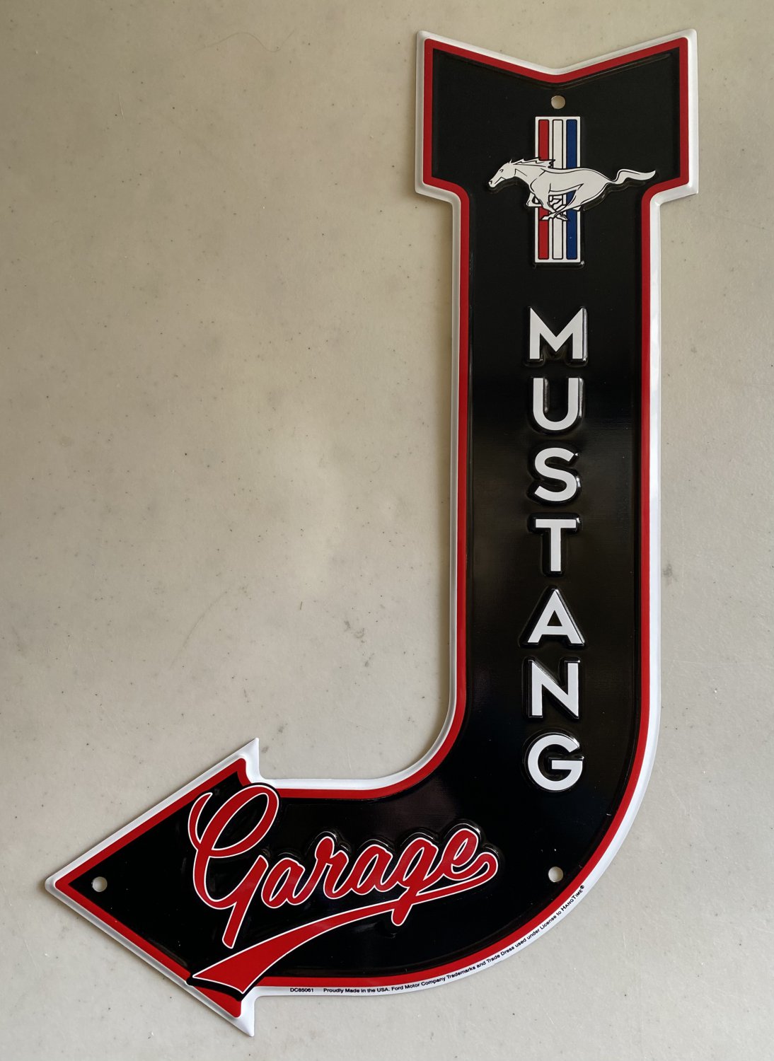Ford Mustang 17â Bent Arrow Die Cut Sign - Vintage Tin Metal Sign