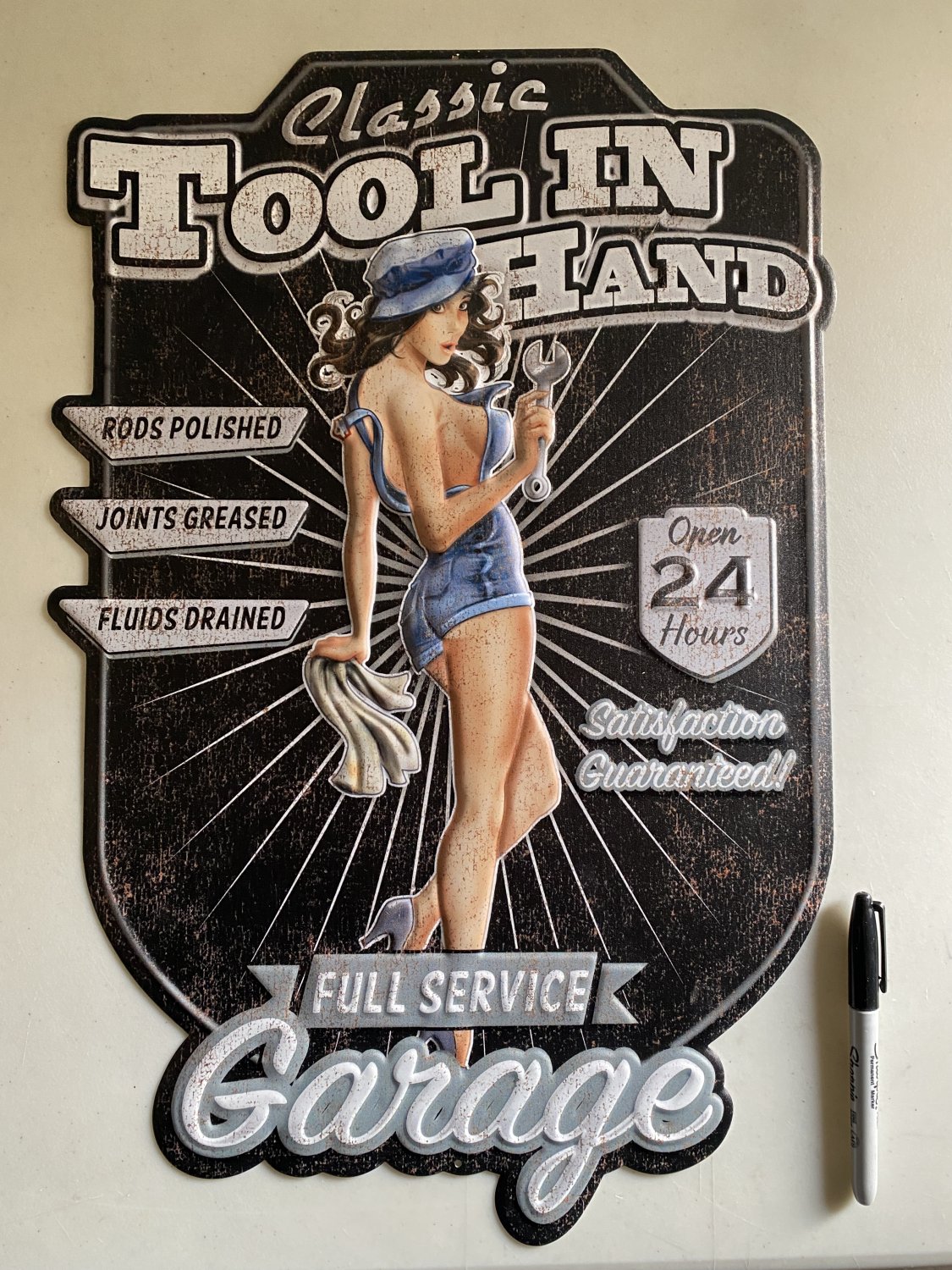 Tool In Hand Garage - Vintage Repro Metal Collectible Sign
