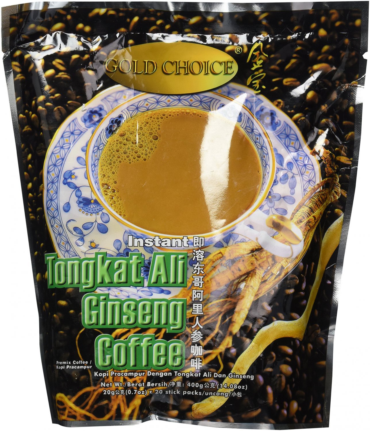 Gold Choice - Instant Tongkat Ali Ginseng Coffee - 20 Packets per Bag