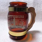 SIESTA WARE GETTYSBURG PA AMBER GLASS WITH WOOD HANDLE GLASS BEER MUG