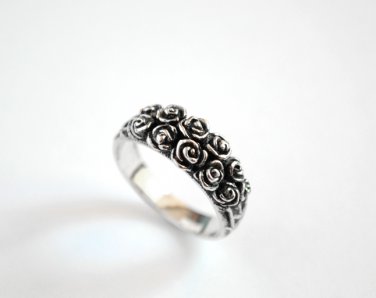 Sterling Silver Ring Big Roses