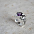 Silver Industrial Steampunk Ring "Interrogendum 2" with Amethyst