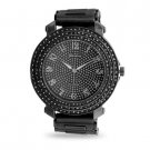 Black Silicone Men's Fashion Watch with Crystals