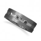 Brushed Tungsten Ring with Black CZs