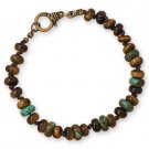 8.75" Tiger's Eye and Turquoise Men's Fashion Bracelet