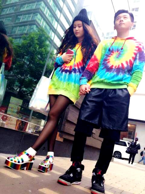 professional Handmade unique Tie Dye‎ couple cool hoodie men and women long sweatshirts