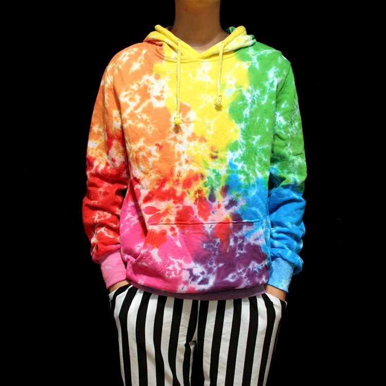 professional Handmade unique Tie Dye‎ couple cool hoodie men women long sweatshirts