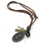 Men Adjustable Genuine Leather Chain necklaces Cross Chrome Hearts